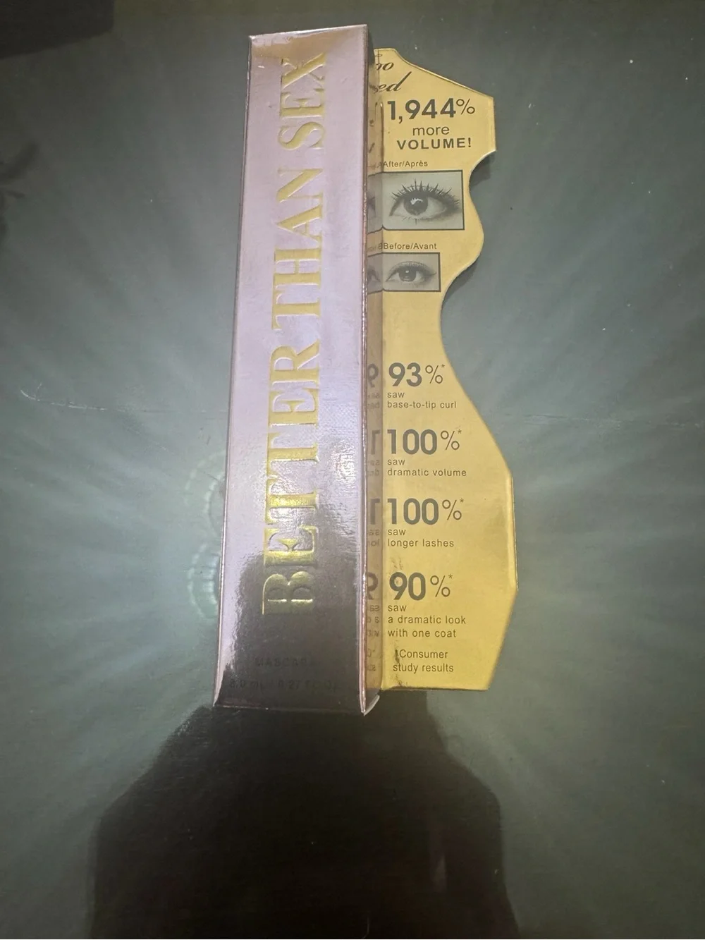 Too Faced Better Than Sex Mascara Packaging - Pink with Gold Accents